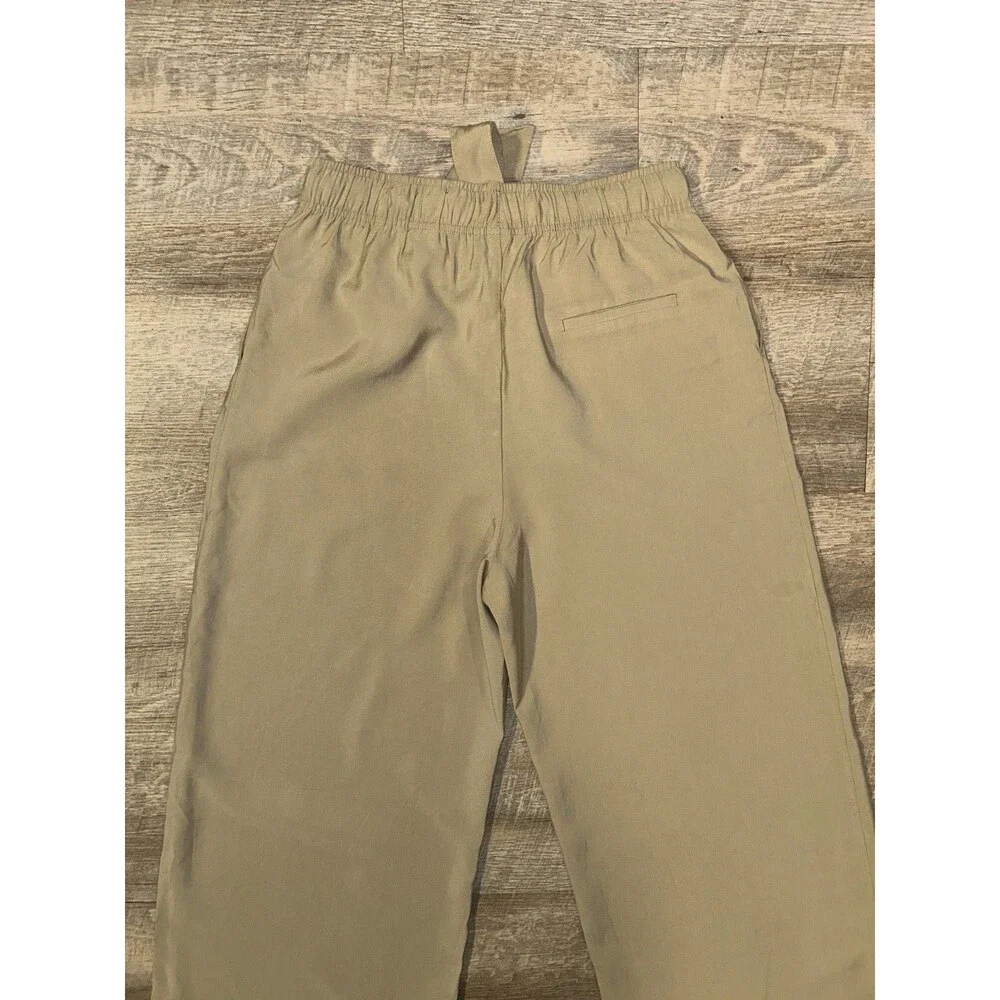H&M Paperbag Wide Leg Pants Medium Beige Tan Cropped Modal Blend High Waist M